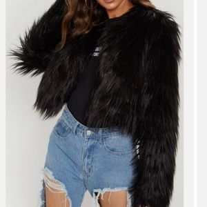 Black faux fur jacket